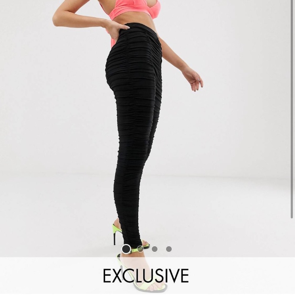 Ruched Black Leggings